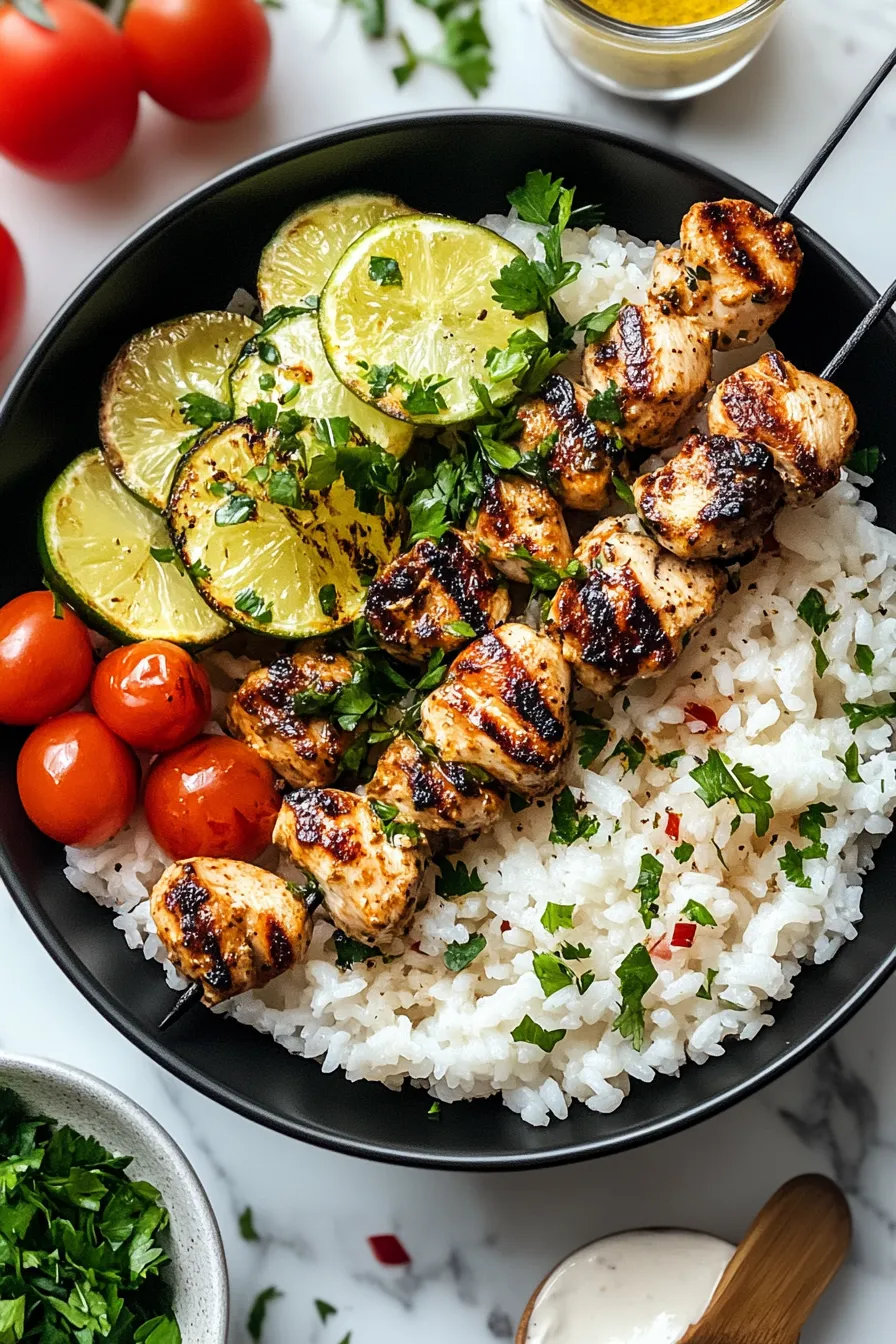 Mediterranean Rice Bowl with Grilled Chicken Tawook Skewers – Twix Recipes
