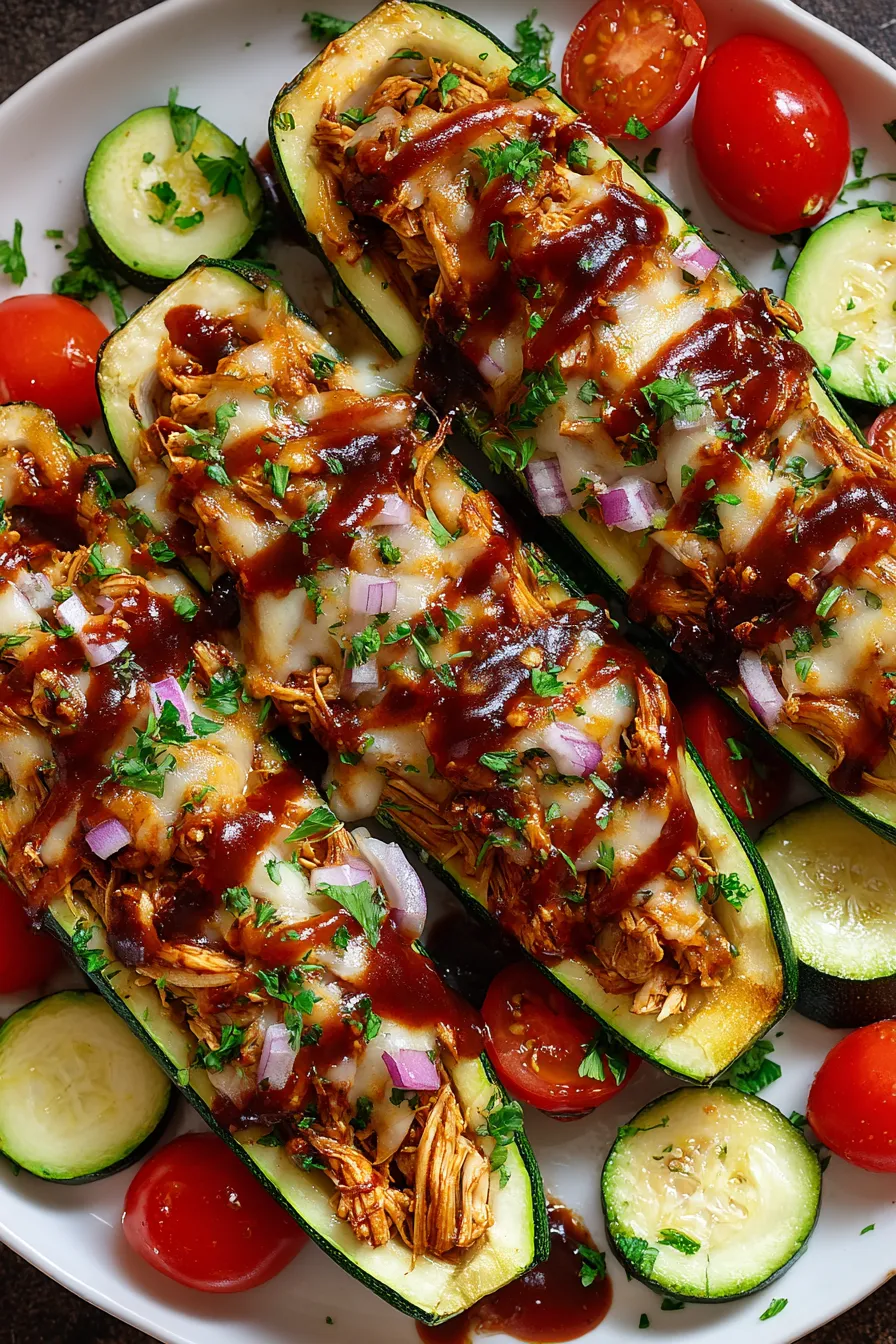 Sticky BBQ Chicken Zucchini Boats – Twix Recipes